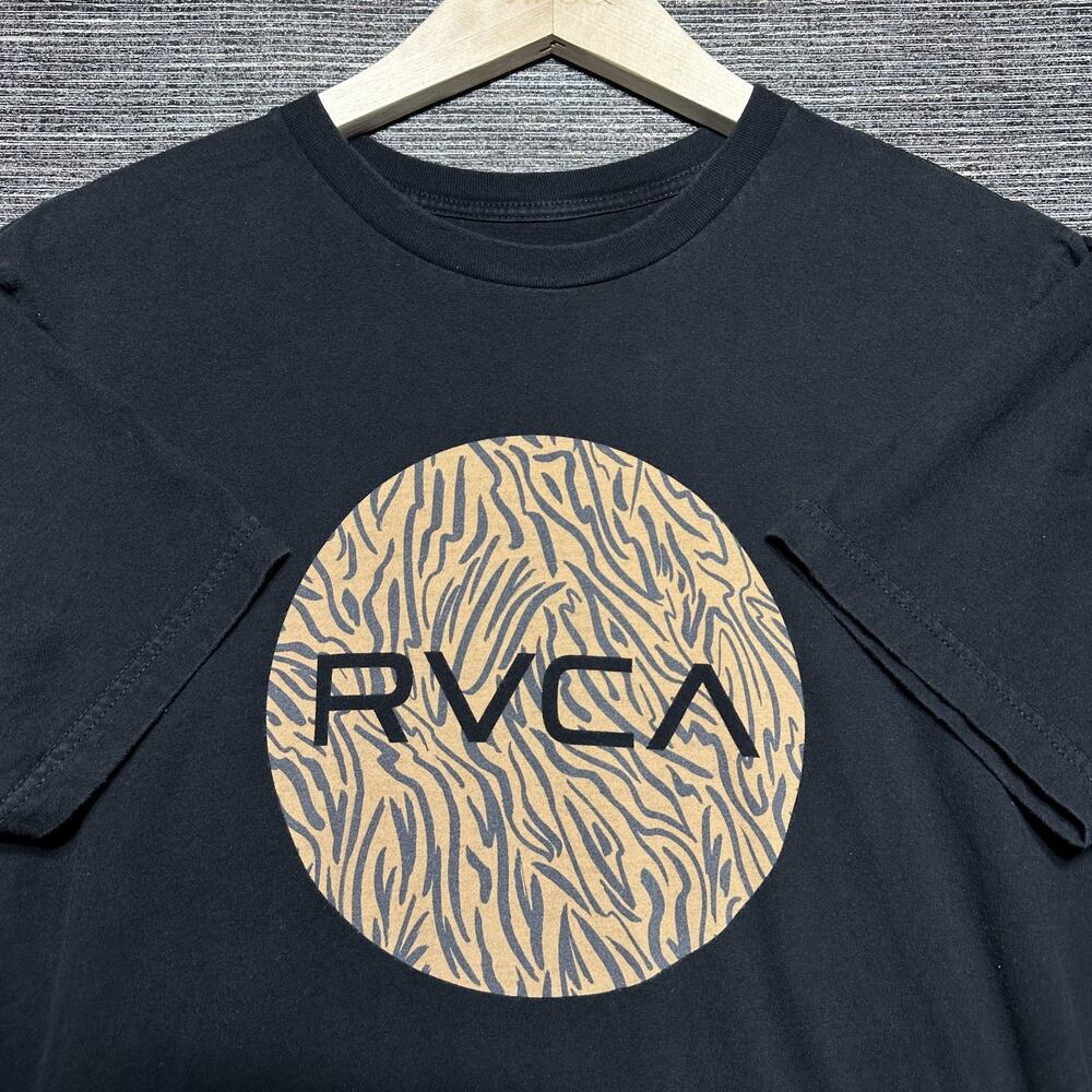 RVCA Shirt Men's Medium Black Reg Short Sleeve Casual Skater